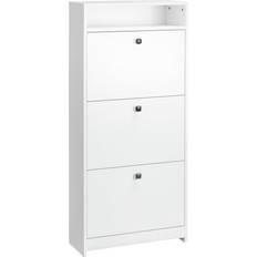 Wood and metal shelves Homcom 3 Large Fold Out Drawers & a Spacious Top Surface White Shoe Rack 23.5x52"