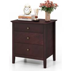 Costway Nightstand with Storage Brown Bedside Table 45x60cm