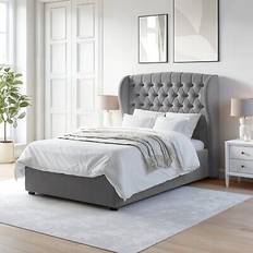Safina Grey Velvet Small Double Ottoman Bed Headboard