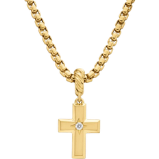 David Yurman Cross Amulet Pendant - Gold/Diamond