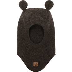 Wool Balaclava Teddybear Ears - Dark Brown Melange (50040)