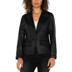 Denim Blazers Los Angeles Coated One Button Blazer - Coated Black