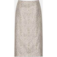 Lafayette 148 New York Metallic Brocade Maxi Pencil Skirt - Natural Multi