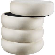 tectake Altu Polstret Opbevaring Velour Look Creme-Hvid Skammel