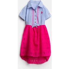 Dresses U.S. Polo Assn. Girls Dress With Stripes And Lace - Neon Pink