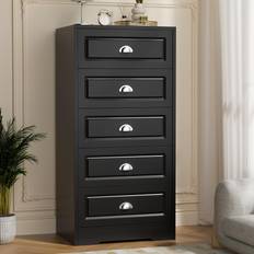 Shintenchi Black Tall Dresser 5 Chest of Drawer