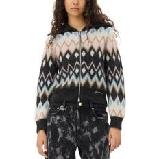 Ganni Koftor Ganni Multicolor Fine Brushed Wool-Blend Knit Cardigan - Black