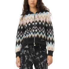 Multicolored Cardigans Ganni Multicolour Zip Cardigan - Black