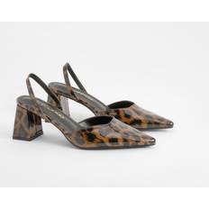 Multicoloured Heels & Pumps boohoo Wide Fit Leopard Block Heel Court Shoes - Multi