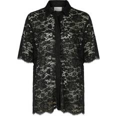 Neo Noir Lace Blouse with Short Sleeves - Black