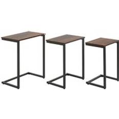 Brown Nesting Tables Homcom C-Shaped Tables Set of 3 Nesting Table