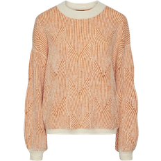 Orange - Striktrøjer Sweatere Pieces Jenna Sweater - Whitecap Grey/Burnt Orange