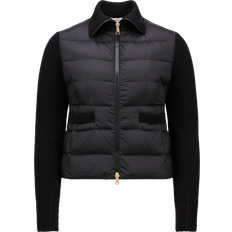 Moncler Einfarbig Mäntel Moncler Cardigan Zippé Matelassé En Laine - Noir