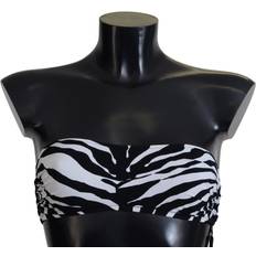 One Size Bikinis Dolce & Gabbana Zebra Bandeau Swimwear Bikini Top Black/White