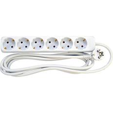 Schuko stikdåse 6 3m Thorkild-Larsen F-8530312 6-way 3m 5pcs