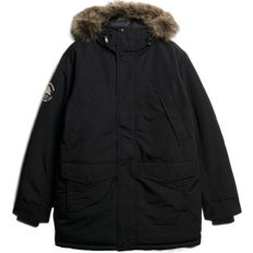 Man - Nepbont Jassen Superdry Everest Parka met Imitatiebont - Zwart Grootte