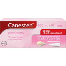 Canesten 500mg +10mg/g 2 st Vagitorier, Tablett, Krem