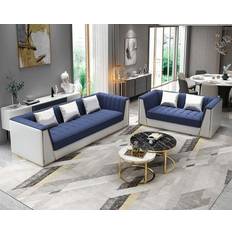 Sofagruppen Sofas JV Möbel Designer Sofagarnitur Luxus Couch Set 2 tlg Sofa 5-Sitzer