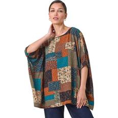 Paisley Tops Roman Paisley Patchwork Print Woven Top - Dark Green