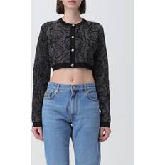 Versace Cardigans Versace Cropped Patterned Cardigan - Black