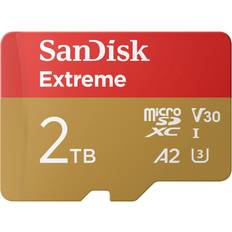 2 To Cartes mémoire SanDisk Extreme microSDXC Class 10 UHS-I U3 V30 A2 240/140MB/s 2TB +SD Adapter