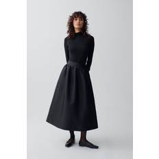 Recycled Fabric Skirts Gina Tricot Full Length Volume Puff Hem Midi Skirt - Black