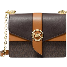 Michael michael kors greenwich håndtasker Michael Kors Greenwich Small Color Block Logo and Saffiano Leather Crossbody Bag - Brn/Acorn