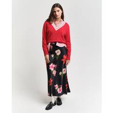 Gant Dam Kjolar Gant Midi Floral Print A-Line Skirt - Black