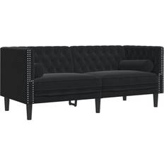 Madera - Sofá Chesterfield Sofás vidaXL 372688 Black Sofa 174cm 2 Seater