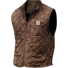 Fitness Westen Cotosen Men's Vintage Pocket Suede Quilted Zipper Vest - Brown