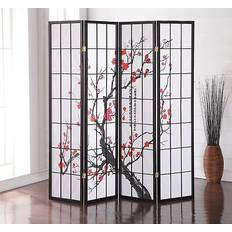 RH Black Japanese 4 Panel Screen Room Divider