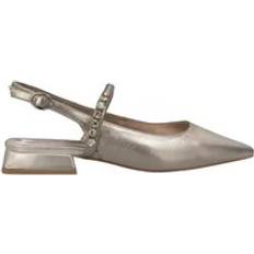 Dam - Gula Ballerinaskor Alma en Pena Läder Kristalldekorerad Platt Slingback Sko