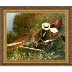 Vault W Artwork Paul Helleu Sketching With His Wife 1889 Brown/Red/Gold Framed Art 74.3x64.1cm