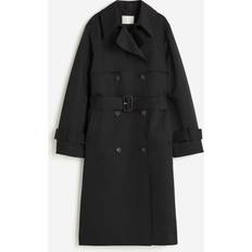 H&M Trenchcoats H&M Double-breasted Twill Trench Coat - Black