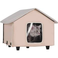Forhøjet Opvarmet Kattehus Kitty Shelter Brun Mellem