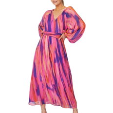 Balloon Sleeves - Midi Dresses Wallis Abstract Balloon Sleeve Midaxi Dress - Pink