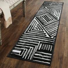 World Rug Gallery Contemporary Stripe Design Area 2 x 7 Black, White