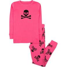 Leveret Kids Two Piece Cotton Pajamas - Pink Skulls