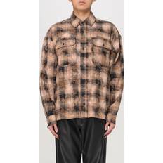 Palm Angels XXL Shirts Palm Angels Logo Print Checked Shirt - Brown