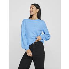 Blåa - Mesh Tröjor Vila Tröja viRil L/s O-neck Knit Top - Blå