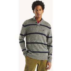 Nautica Men Jumpers Nautica Striped Mock-Neck Sweater - Olive