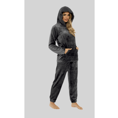 Daisy Dreamer Plush Fleece Hooded Pajama Set - Charcoal