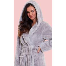 Robes Daisy Dreamer Ultra Soft Velvet Touch Hooded Fleece Bathrobes - Grey Snuggle