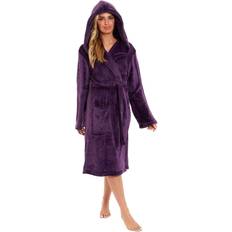 Fleece Robes Daisy Dreamer Women's Plush Fleece Hooded Bathrobe - Purple