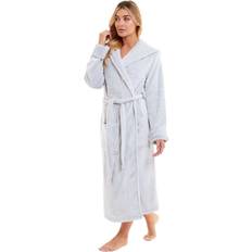 Grey - Women Robes Daisy Dreamer Super Soft Plush Fleece Hooded Bathrobe - Pink/Grey