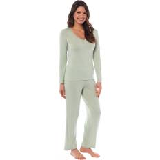 Green Pyjamas Daisy Dreamer Ladies Ultra Soft Long Sleeve Pyjama Set - Black/Green