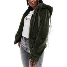 South Beach Faux Fur Hooded Jacket - Khaki
