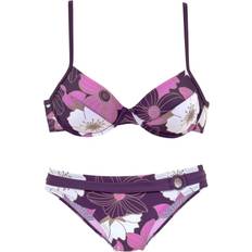 Blomstrede Bikinisæt Lascana Bikini - Lilla/Brombær/Hvid