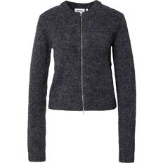 Weekday Cardigans Weekday Odora Wool Blend Zip Cardigan - Off-Black Melange