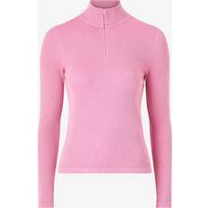 Ribbed Wool Half Zip - Peony Pink